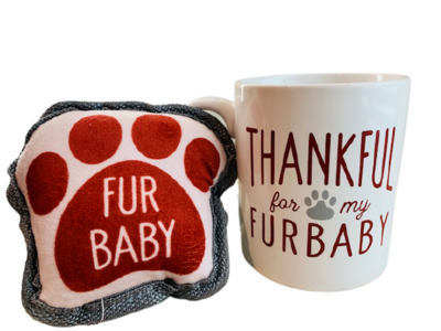 Mug & Dog Toy Set: 'Thankful for my Furbaby' Mug & Dog Toy Set: 'Thankful for my Furbaby'