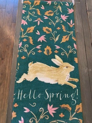 'Hello Spring' Kitchen Towel: Bunny & Flowers Towel