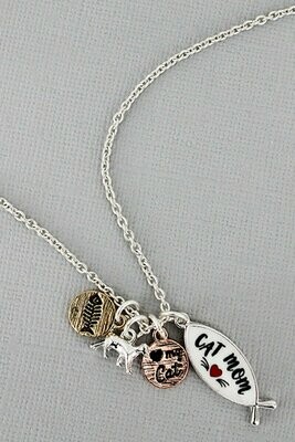 'Cat Mom' Rustic Charms Necklace 'Cat Mom' Rustic Charms Necklace