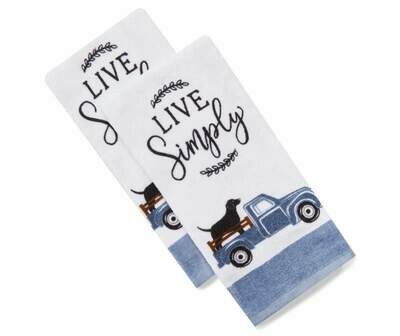 2-Pack Kitchen Towels: Black Labrador in Truck 2-Pack Kitchen Towels: Black Labrador in Truck