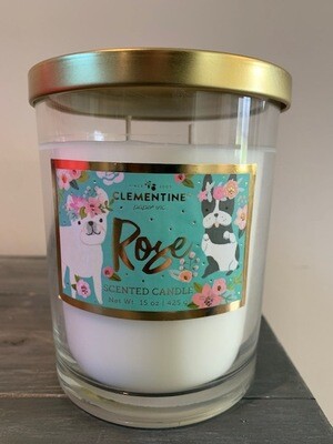 2-Wick Candle: Dogs in Floral Crowns w/Rose Scent 2-Wick Candle: Dogs in Floral Crowns w/Rose Scent