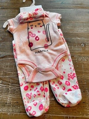 Pink 3-Piece Layette Set: 'Purrfect' (4 sizes!) Pink 3-Piece Layette Set: 'Purrfect' (4 sizes!)