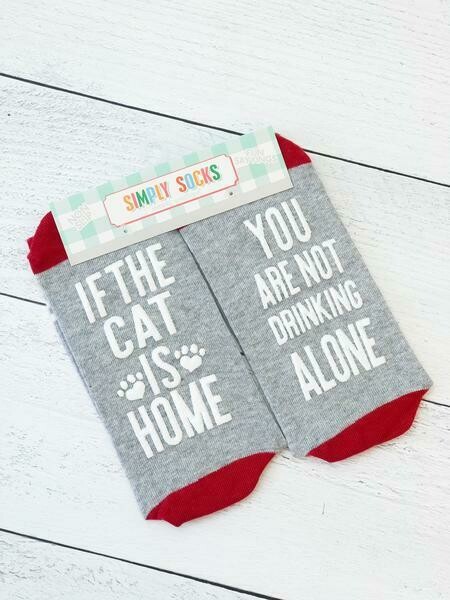 Simply Southern Non-Slip Socks: 'Not Drinking Alone if the Cat is Home'