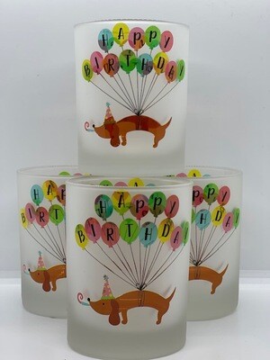 Happy Birthday Balloons Frosted Glasses Set of 4 Happy Birthday Balloons Frosted Glasses Set of 4