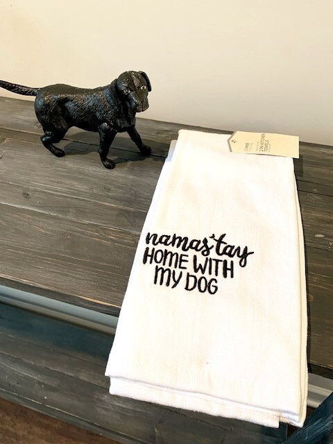Set of 2 Kitchen Towels: 'Namas'tay Home With My Dog '