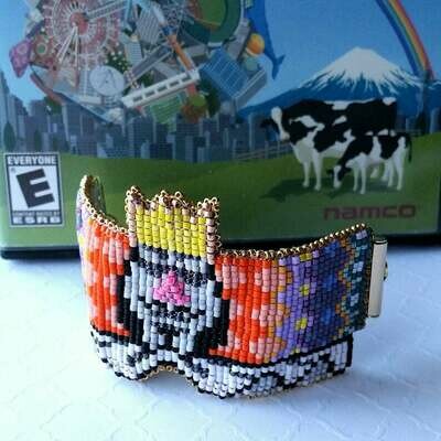 Bead Loomed Reversible Katamari Bracelet, King of All Cosmos, Roboking