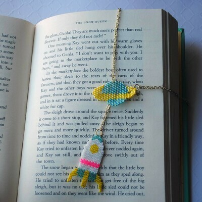 Rocket Ship and Planet Necklace