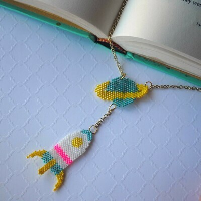 Rocket Ship and Planet Necklace