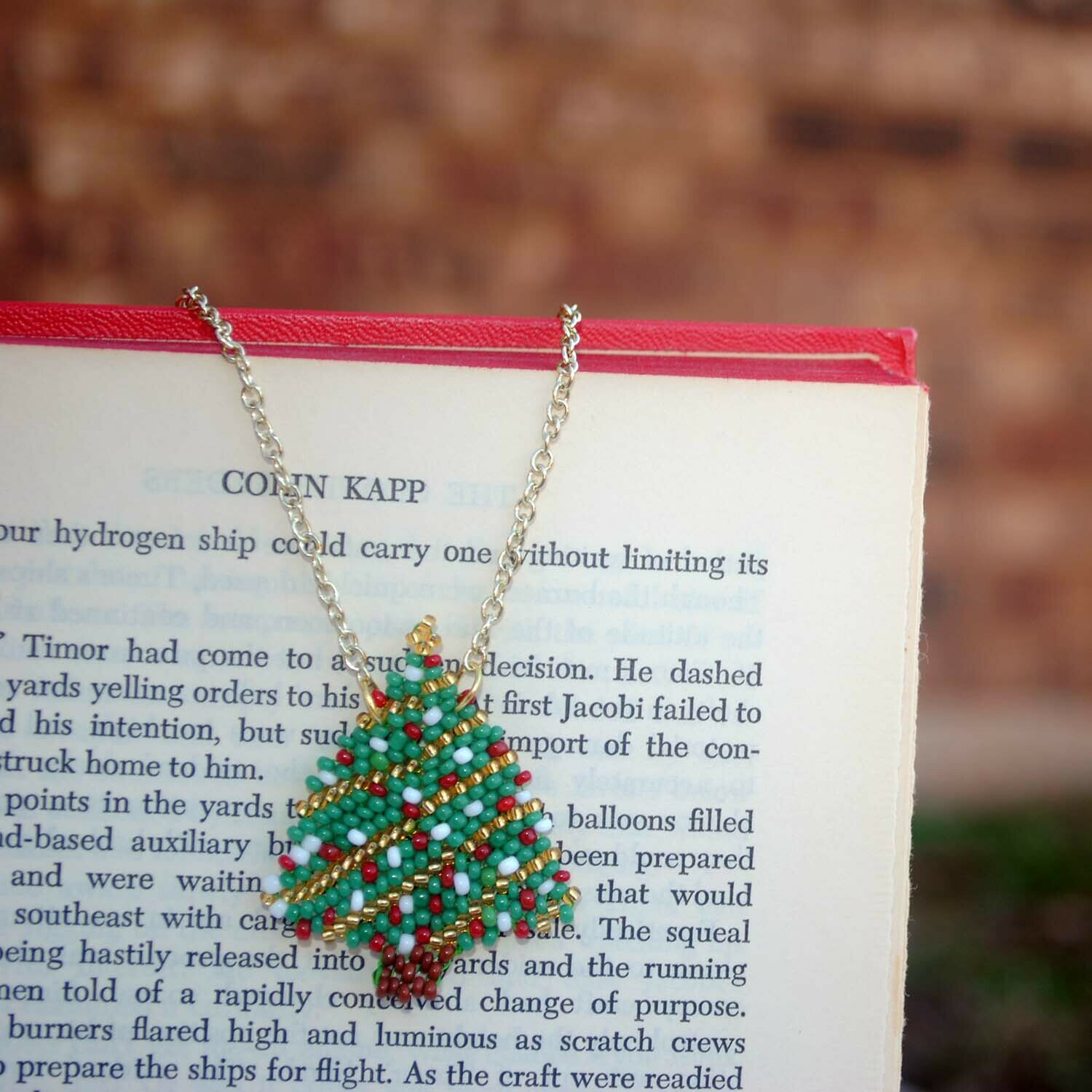 Glass Seed Bead Christmas Tree Pendant