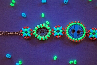 Black Light Glow Button Beaded Bracelet