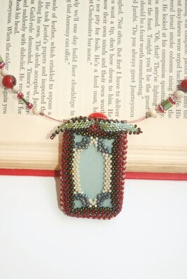Beaded Illustrated Flower Necklace