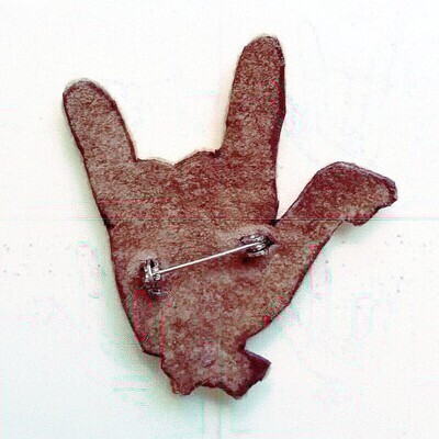 I Love You Hand Sign Turkey Brooch