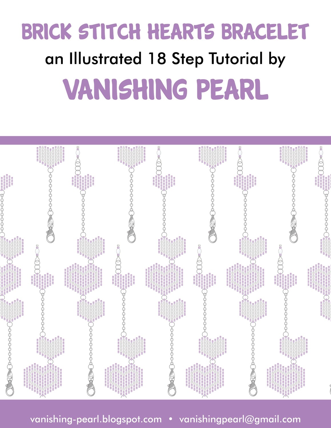 Brick Stitch Heart Bracelet: PDF Instant Download Tutorial