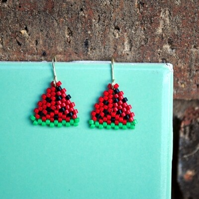 Watermelon Slice Triangle Earrings