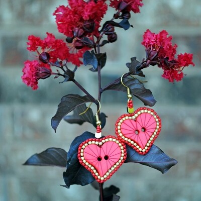 Heart Button Earrings