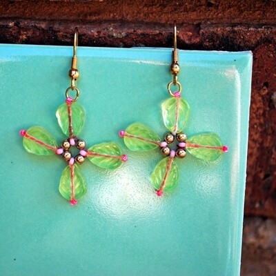 Uranium Glass Flower Glow Earrings