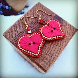 Heart Button Earrings