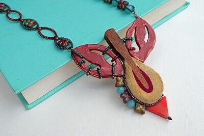 Maroon Piano Hammer Necklace