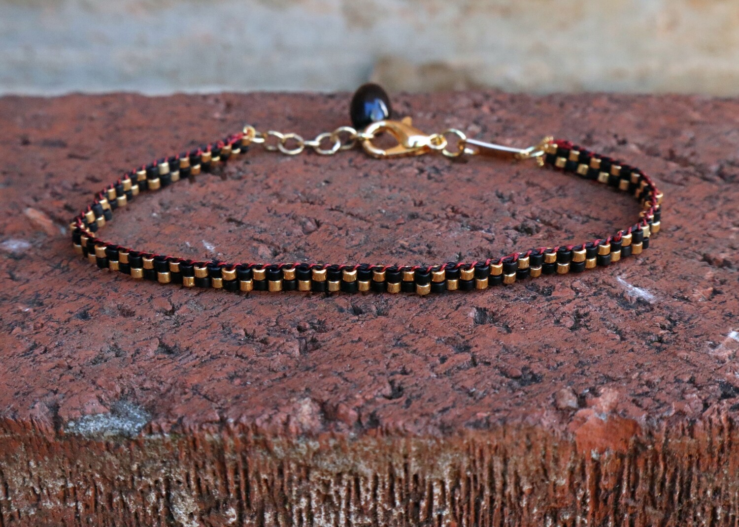 Ladybug Collection: Checkerboard Skinny Loom Bracelet
