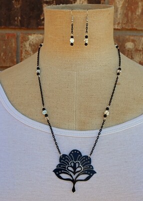 Masquerade Hand Pierced Necklace and Earrings Set
