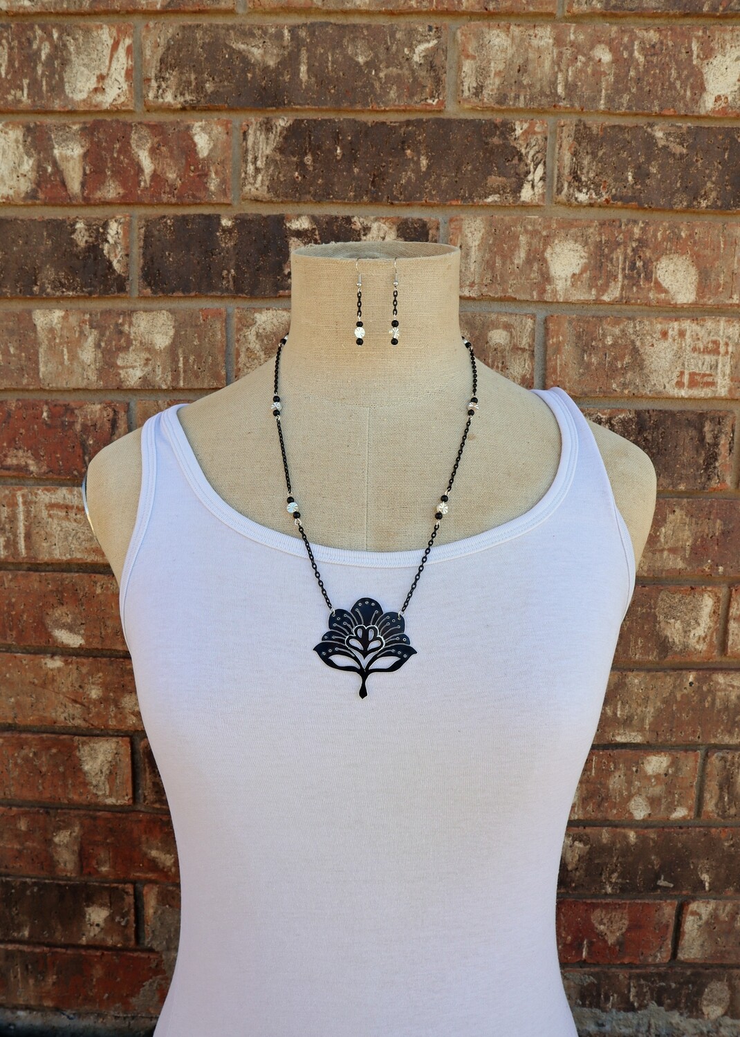 Masquerade Hand Pierced Necklace and Earrings Set