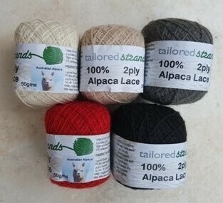 2ply Alpaca Lace 50g 100% Australian alpaca luxuriously soft and durable - available in 5 colours