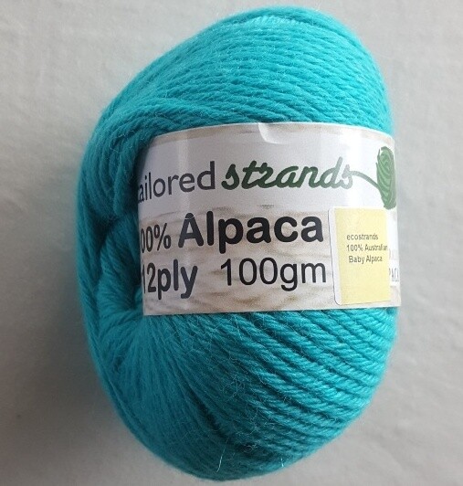 50% SPECIAL 12ply 100grams 100% Australian baby alpaca  - Super soft Seachange (aqua),  Limited stock left.   RRP AU$30.80/100g but these now only...