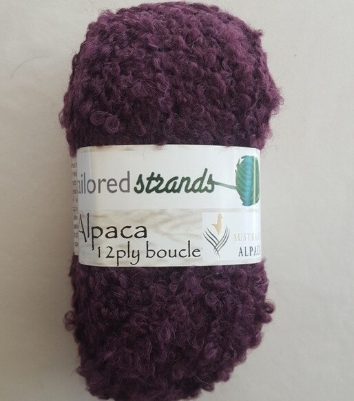 WOW SPECIAL 30%-60% OFF Boucle 12ply DARKPURPLE/GRAPE. 50grams 100% Australian alpaca yarn . Soft feel on skin Ideal in jumpers,jackets,rugs,blanketing. (darker than Bilberry in picture here)