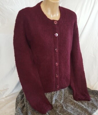 Brushed Ladies Cardi, Burgundy color. Spring Special, normally $350.00