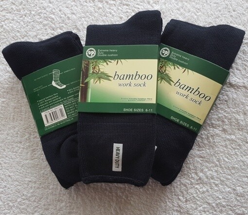 Aussie designed Bamboo Socks - heavy duty work sock made from ecologically sustainable bamboo production, super soft and absorbent. End of the line...bargain priced at AU$9.50 per pair