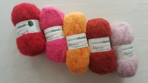 SEPTEMBER SPECIAL AU$7.50 50grams Brushed 12ply Brights reds-pinks 100% Australian alpaca yarn. Normally AU$11.95/50g each