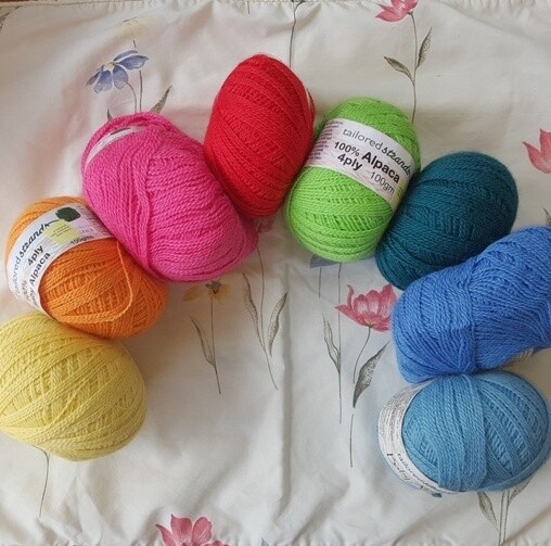 SUPER SPECIAL RAINBOWS  4ply $13.99 100g Luxurious100%Aussie baby alpaca- RichLemon, Mango, RufousRed, AppleGreen,OceanBlue, MidBlue (HotPink,Teal sold out) Not $23.90 but 33% savings at only...