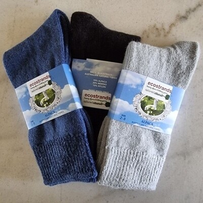 Socks - Alpaca Socks made from Australian alpaca fibre in Australia. Almost gone, Limited numbers left !!  SPECIAL PRICE $24.99 (or $19.99 each for 3pairs).   RRP $39.95 a pair.
