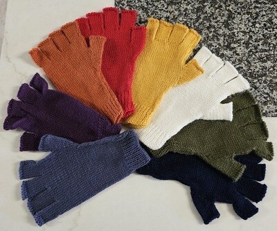 Alpaca Open-Finger-Tip Gloves - made in Peru. Super soft & hard wearing. 10 solid colors only.  