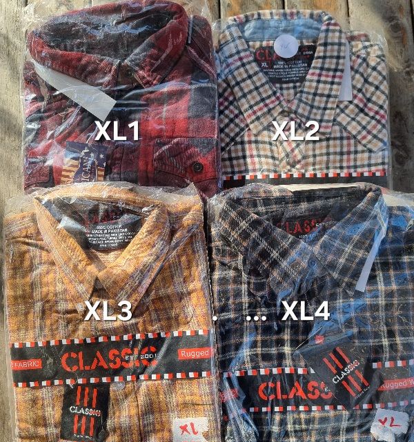 NATURAL FIBRES - 100% Cotton fabric SHIRT -SALE- Only one of each shirt !!  "flannel" (lumberjack) finishes - solid colours & check patterns. Normally $35each, now only AU$15.00 each.