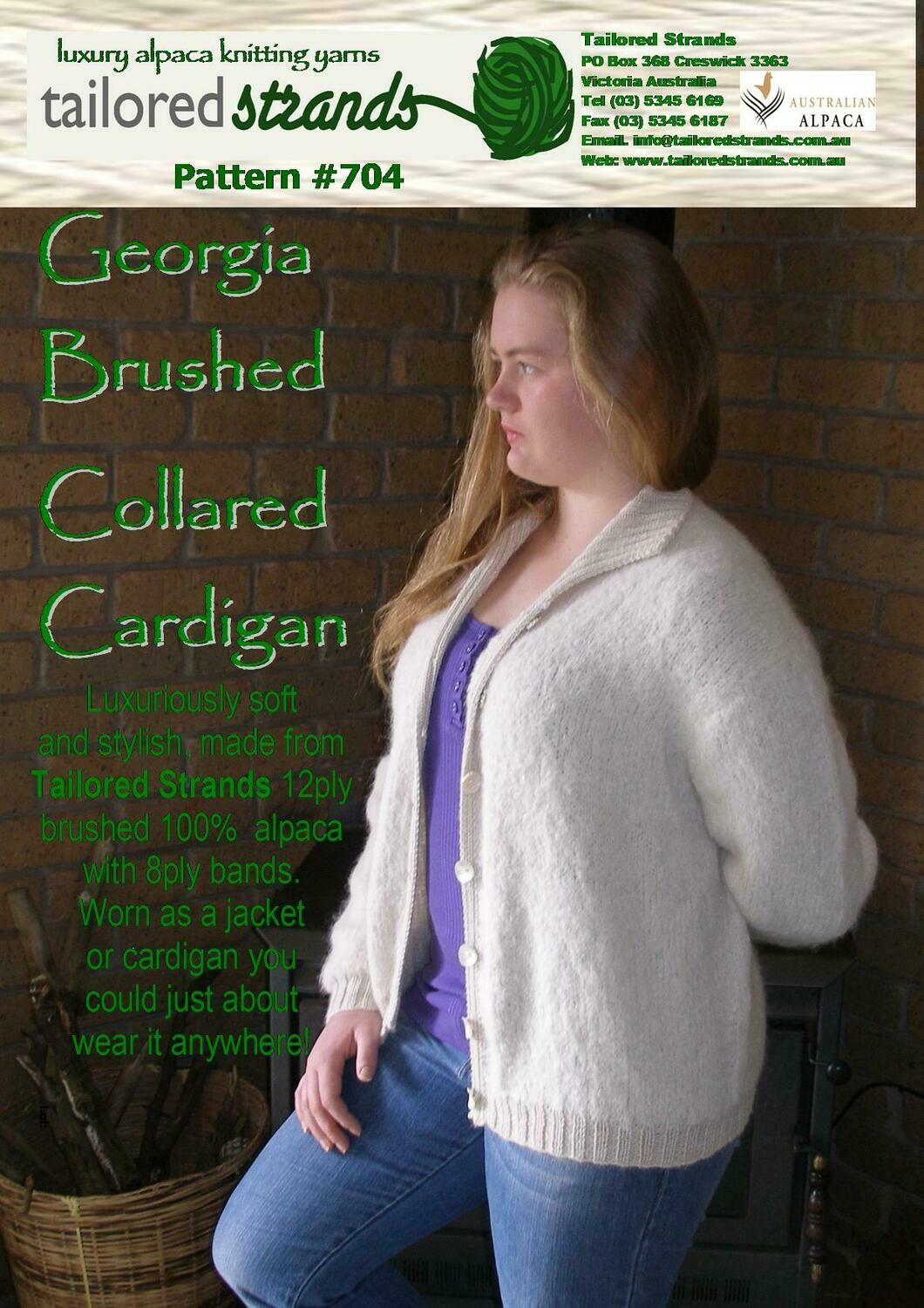 Tailored Strands Designer Patterns 12ply Brushed:- No.704 "Georgia" 12plyBrushed Collared Cardi & No.706 "Cameron" 12plyBrushed Collared Sweater (rugby top)