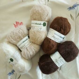 Brushed 12ply Naturals "mohair-look" 100% Australian alpaca yarn -Lighter earth tones - ivory, champagne, sandstone. Save 13% Luxuriously soft on skin. (Not Redwood or Mocha here)