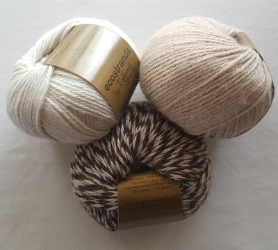 8ply 100% Aussie alpaca"ecostrands"naturals, 3 of 10 colors 50g balls Starting $15.50ea, bulk discounts too - champagne, cream(nat.white), burnt redwood (4 strand twist of cream,silver,redwood,black)
