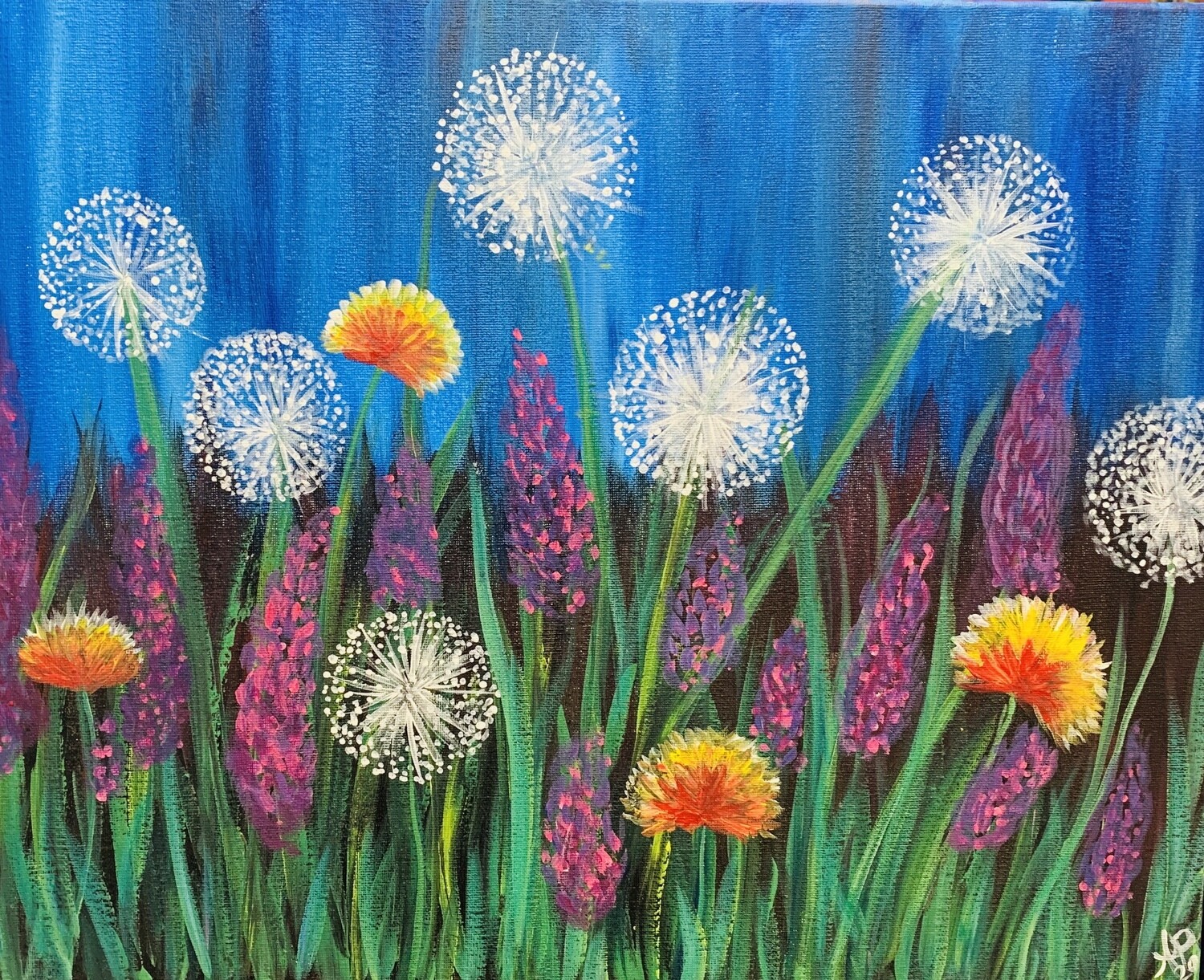 Digital painting class Dandelion field