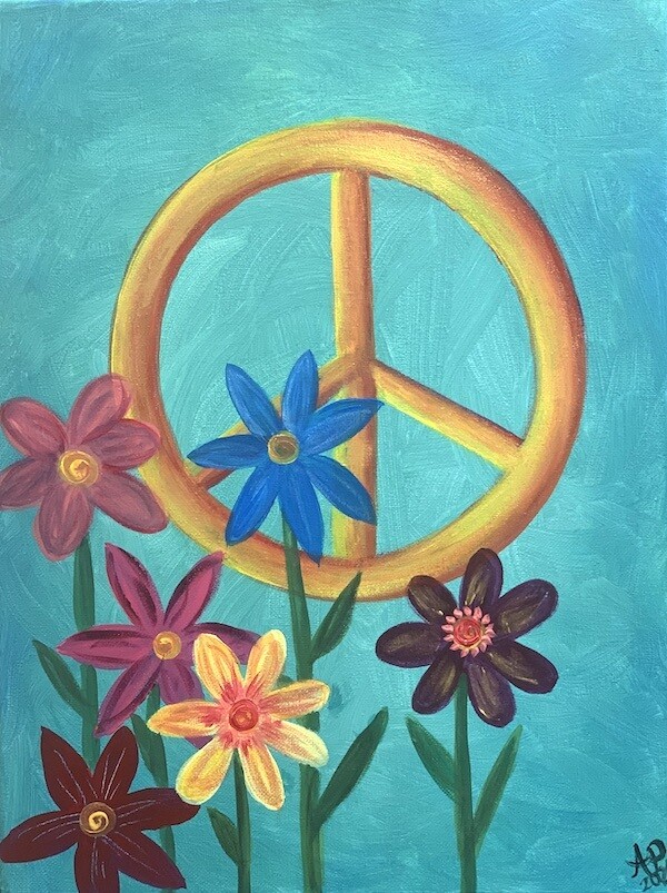 Digital painting class - Peace flowers
