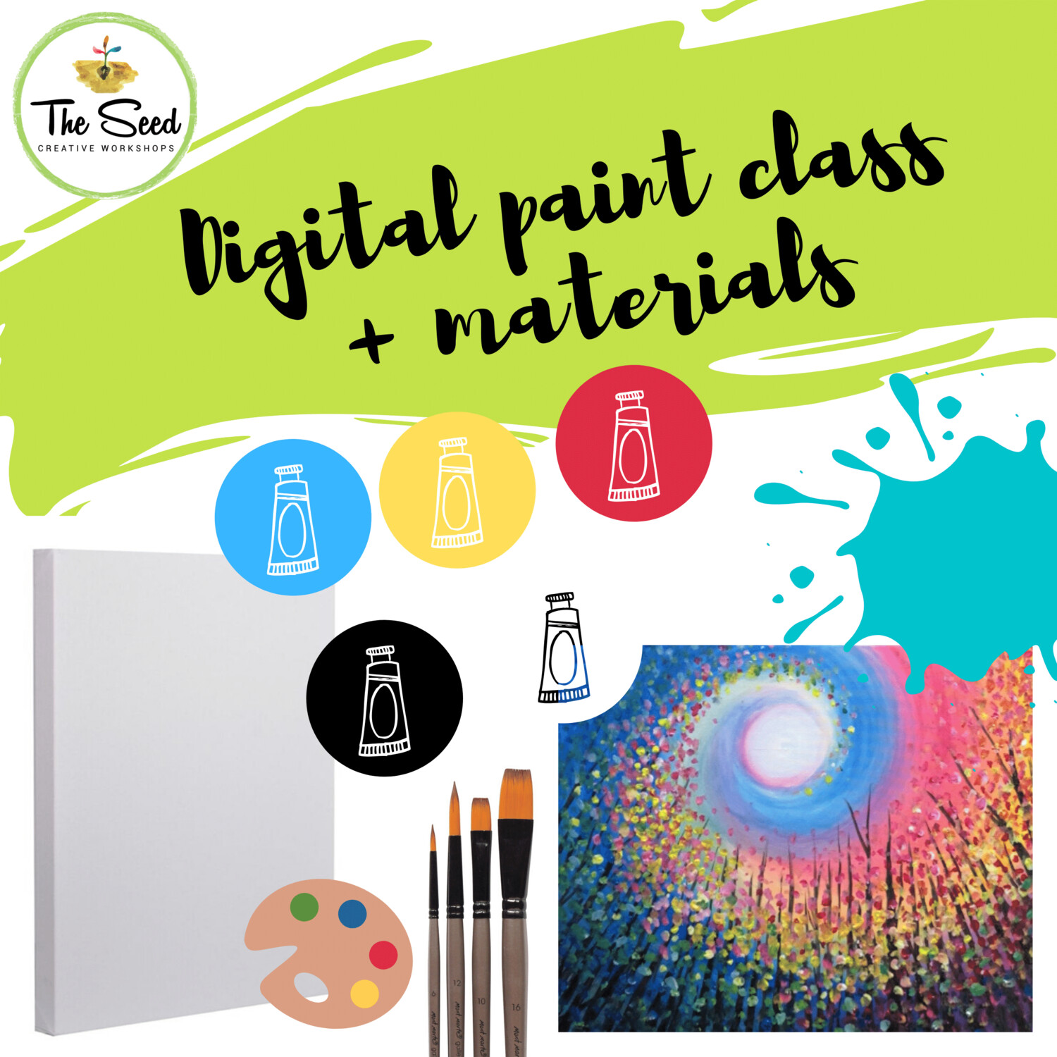 Rainbow Swirl Digital painting class + materials