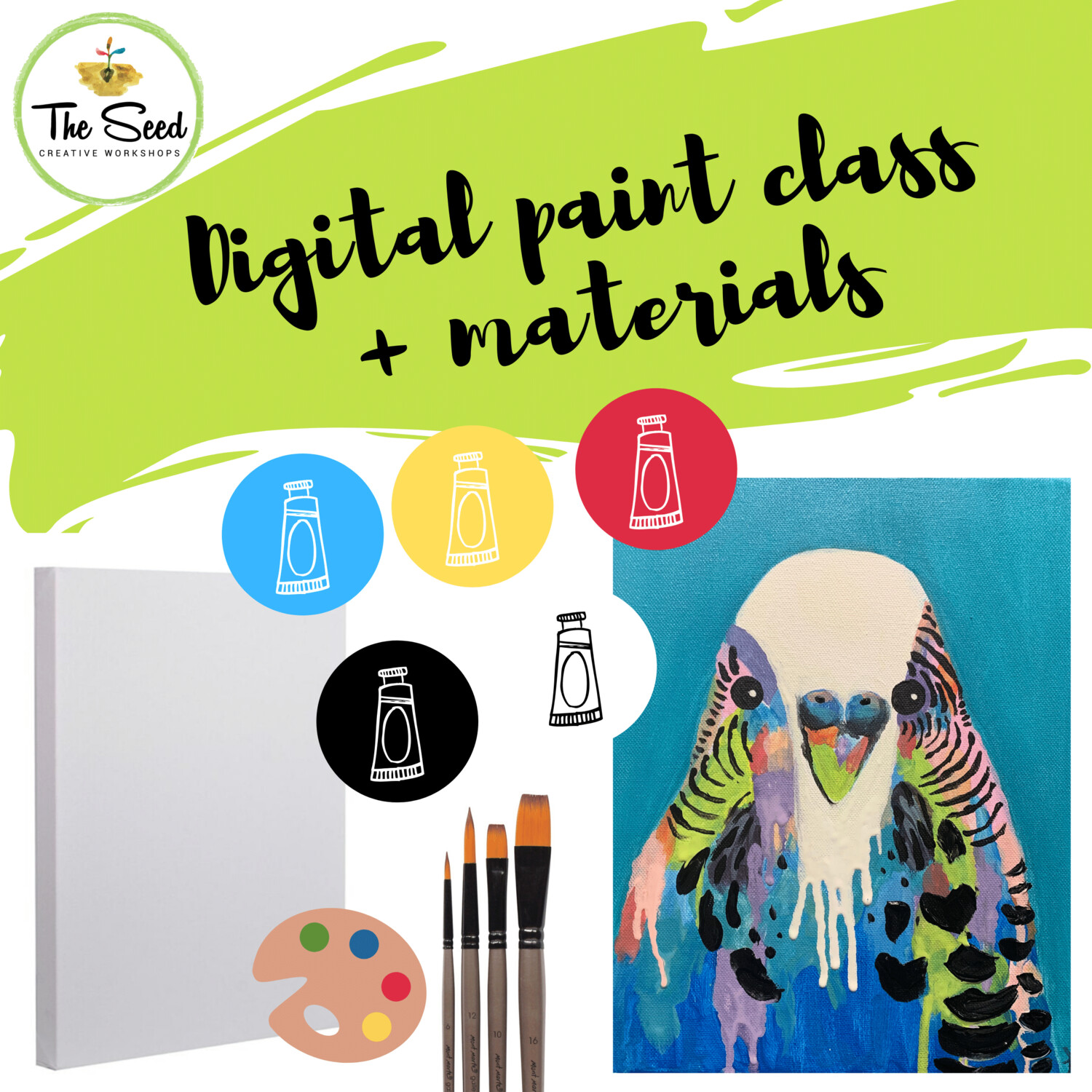 Budgie Digital painting class + materials