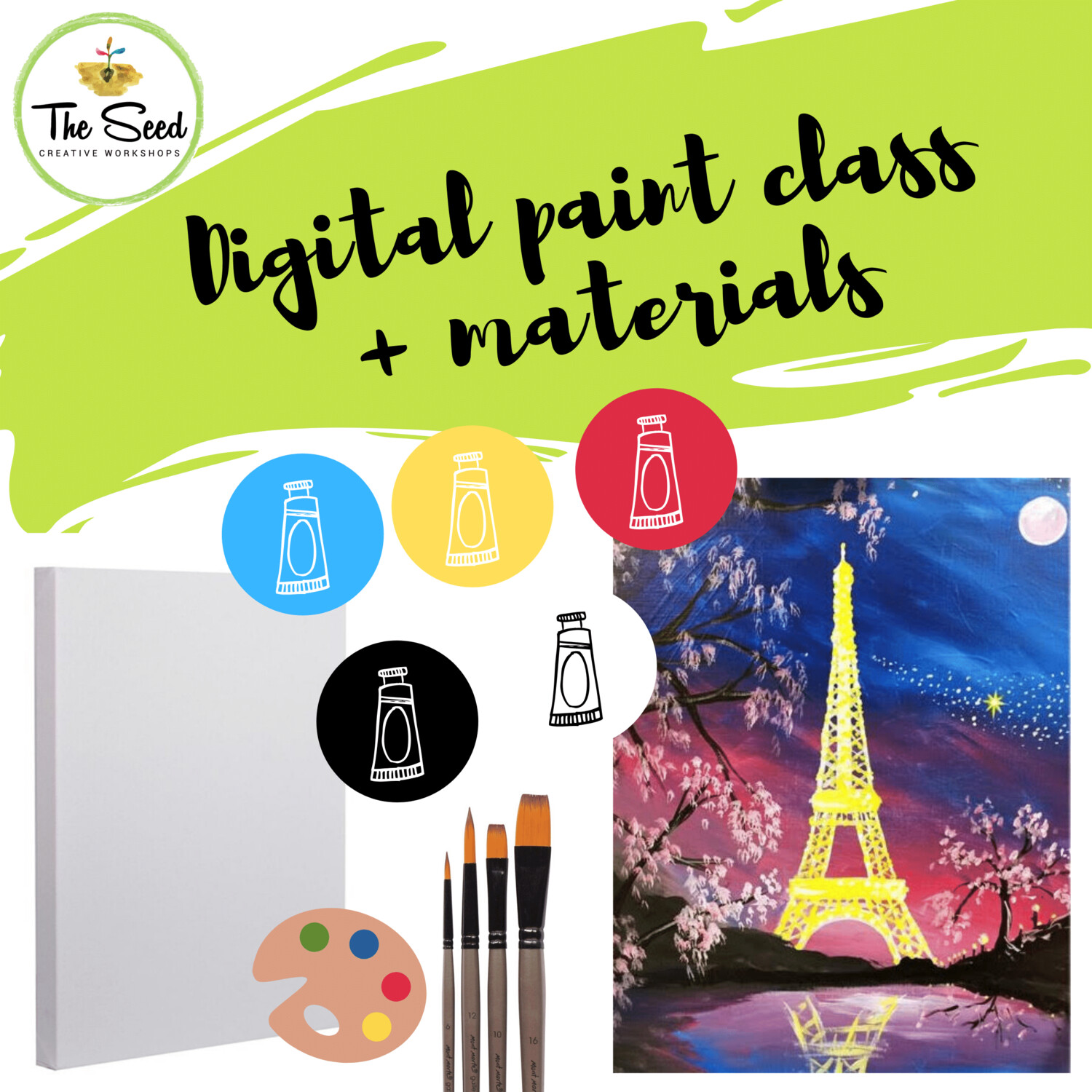 Eiffel Tower Digital painting class - materials + video + written instructions