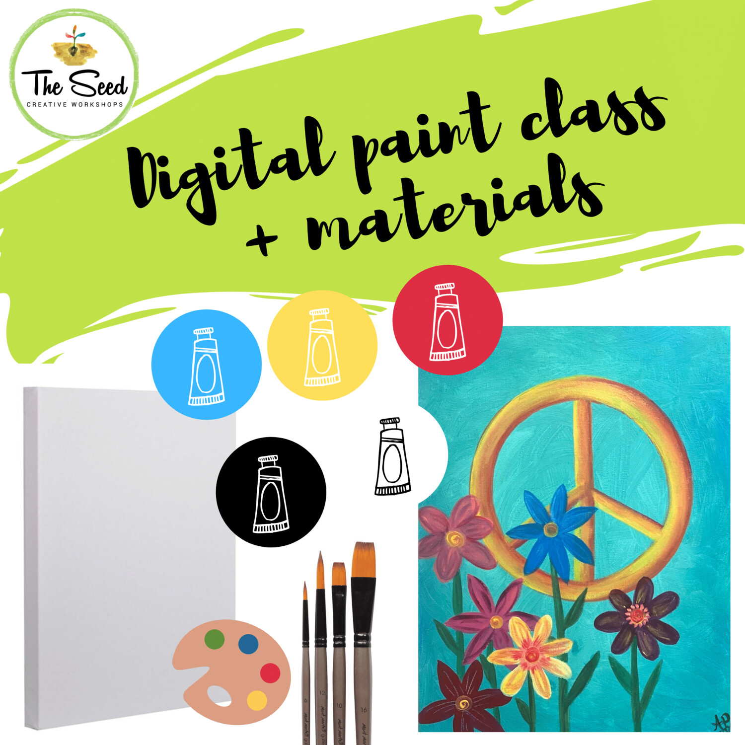 Peace Flowers Digital painting class + materials