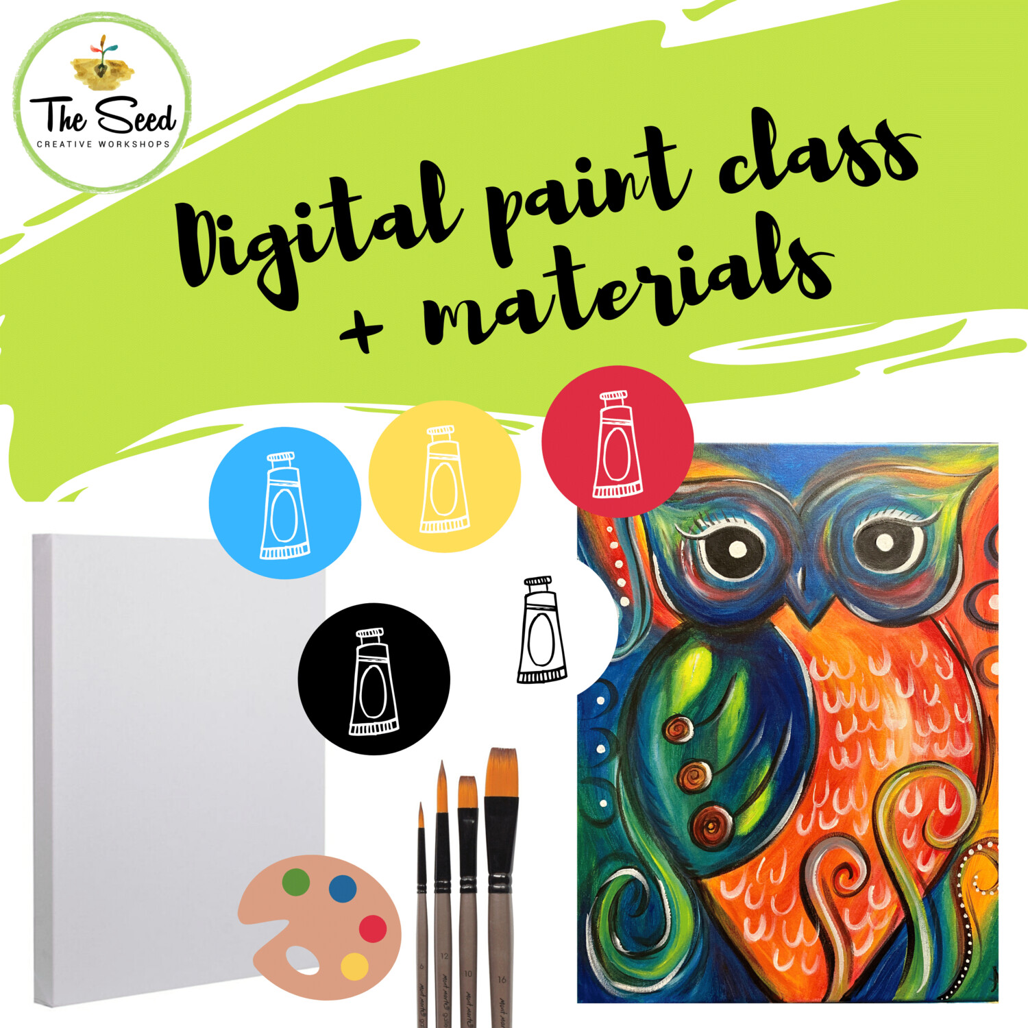 Owl Digital painting class + materials