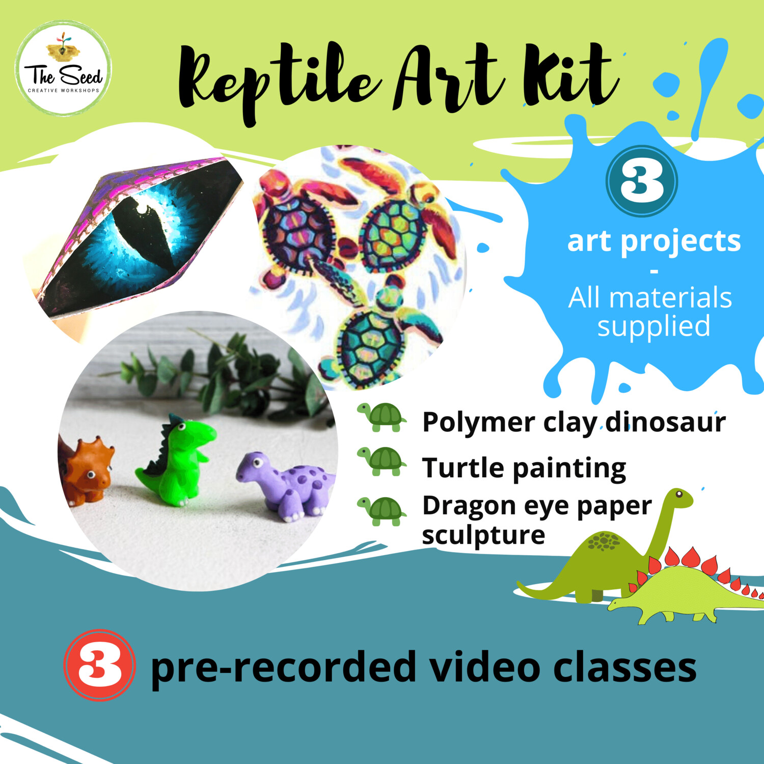 Reptile Art Relief Kit video classes + all materials