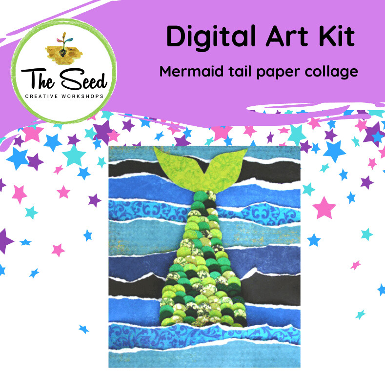 Mermaid tail collage - Kids digital art class