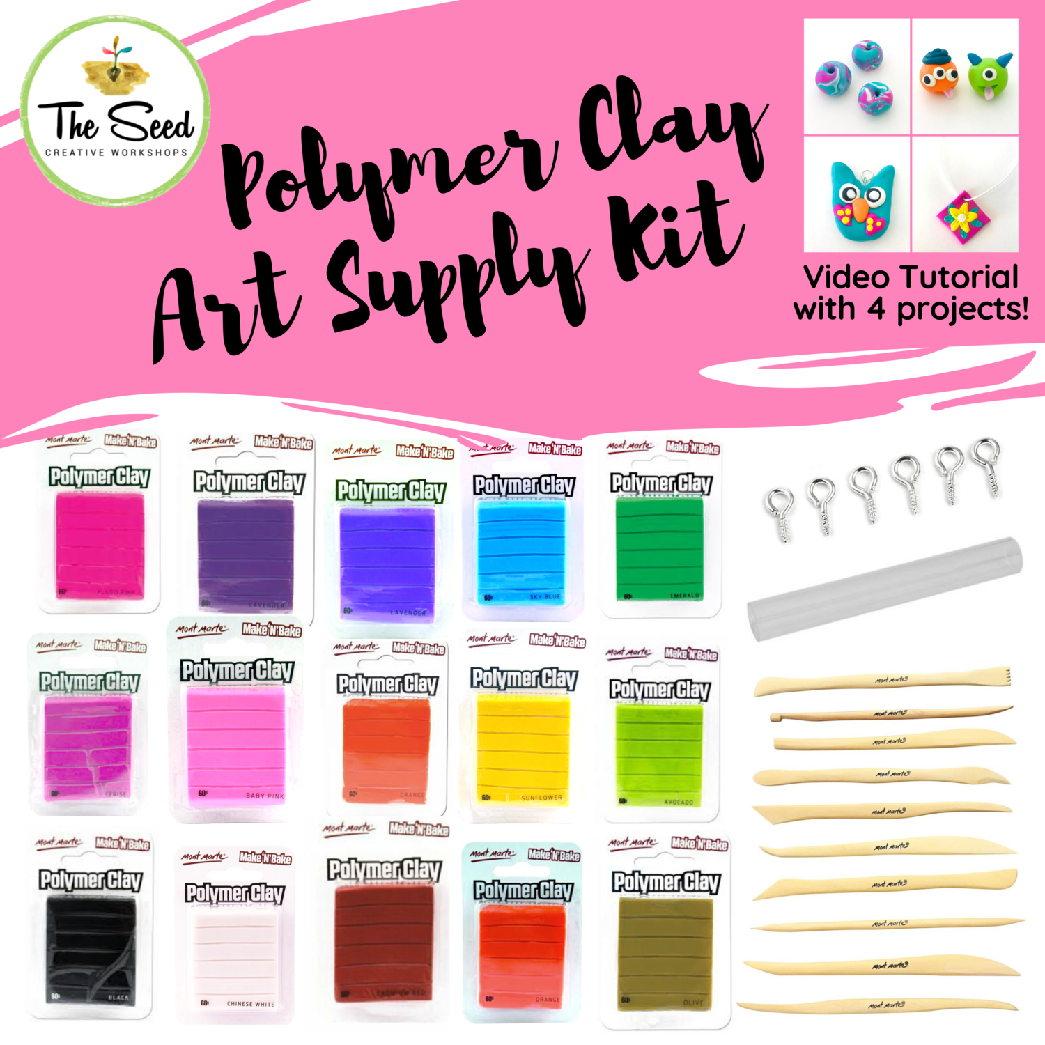 Polymer Clay Art Supply Kit & Instructional Lessons!