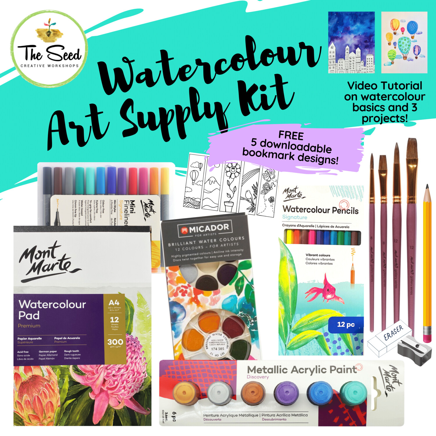 Watercolour Art Supply Kit & Instructional Lessons!