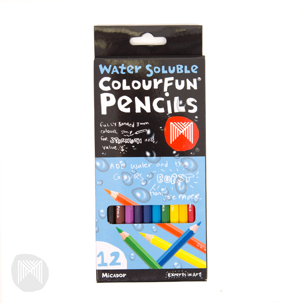 Micador Watersoluble Colourfun Pencils - 12 Pack